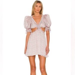 For Love And Lemons Pink Floral Cutout Mini Dress